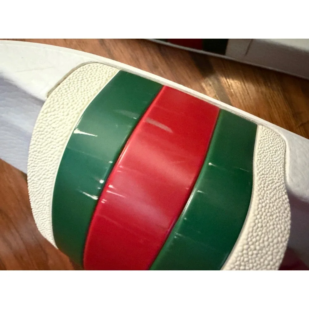 Gucci Pursuit Stripe Rubber Slide Sandals White | Mens Size 9 | Made in Italy